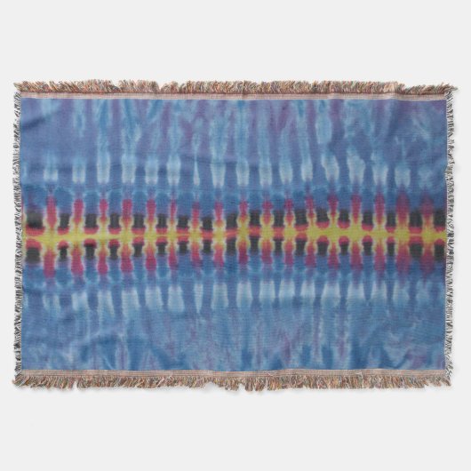 ストライプの絞り染め スローブランケット (正面)