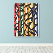 ストライプの絵画抽象芸術葉 キャンバスプリント (インサイチュ (ウッドフロア))