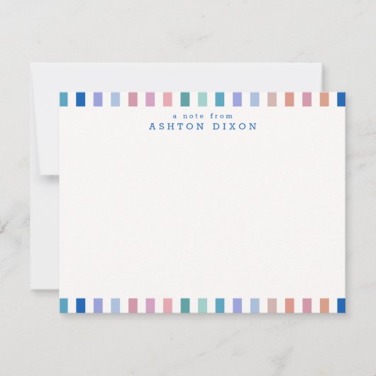 ストライプの縁ど青アクセントモダンノートカード ノートカード (正面)