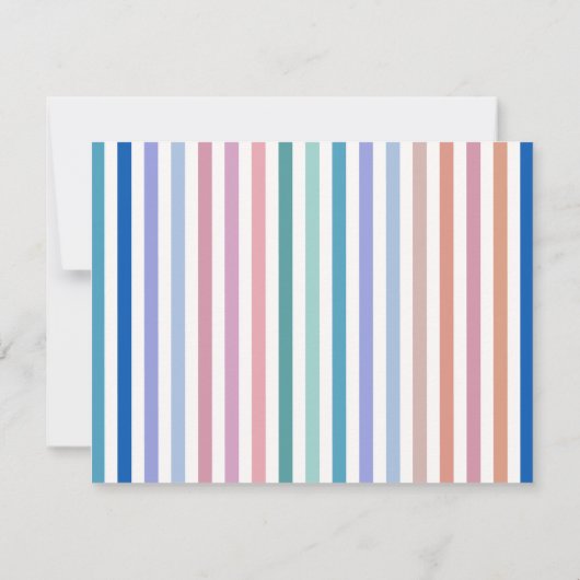 ストライプの縁ど青アクセントモダンノートカード ノートカード (裏面)