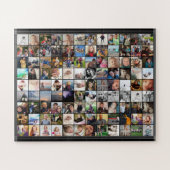 ストライプの縁ど80家族の友だち写真コラージュ ジグソーパズル (横)