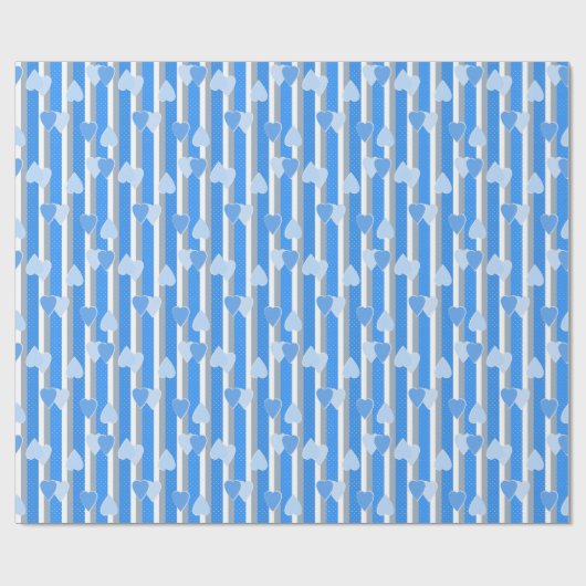 ストライプの背景にハートのバレンタインデー模様 ラッピングペーパー (フラット)