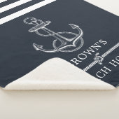 ストライプの航海のいかりファミリー名ビーチまたは湖 シェルパブランケット (3/4)