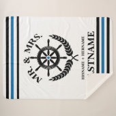 ストライプの航海のカスタム シェルパブランケット (正面(横))