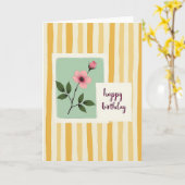 ストライプの花の誕生日カード カード (黄色い花)