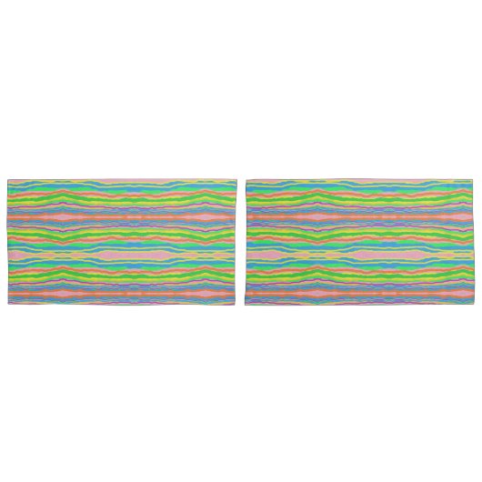 ストライプの菓子の枕ケース 枕カバー (正面-セット)