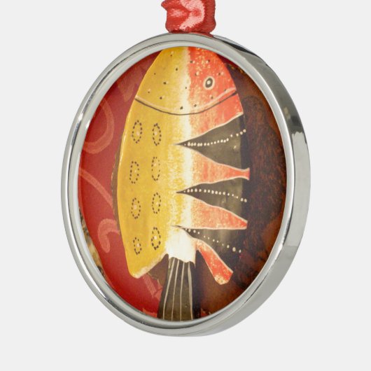 ストライプの虎ヒゴイ タイガーバーブ フィッシュ アートプリント メタルオーナメント (左)