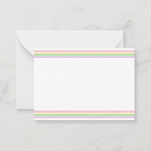 ストライプの虹の色の空白のテンプレートエレガント ノートカード (裏面)