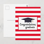 ストライプの赤い卒業帽 ポストカード (正面/裏面)