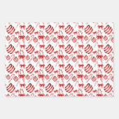 ストライプの赤と白玉 ラッピングペーパーシート (正面3)