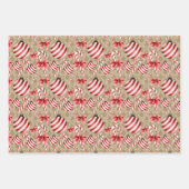 ストライプの赤と白玉 ラッピングペーパーシート (正面2)