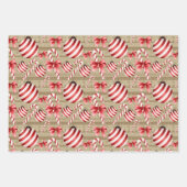 ストライプの赤と白玉 ラッピングペーパーシート (正面)