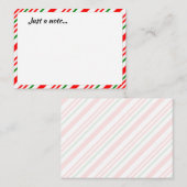 ストライプの赤と緑と白のクリスマス メッセージカード ノートカード (正面/裏面)