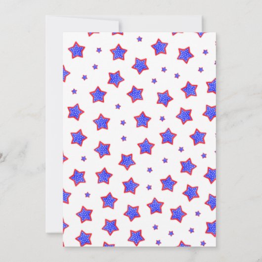 ストライプの赤と青の7月4日パーティー 招待状 (裏面)