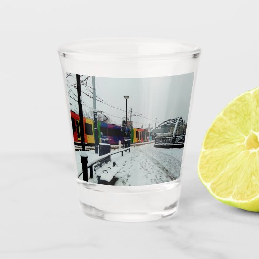 ストライプの路面電車 ショットグラス (正面)