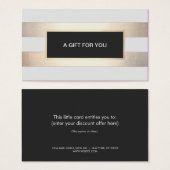 ストライプの金ゴールドフェイクとブラックプラークのギフトカード (正面&裏面)
