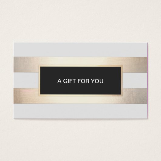 ストライプの金ゴールドフェイクとブラックプラークのギフトカード (正面)