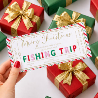 ストライプの釣り旅行クリスマスギフト券カード 招待状
