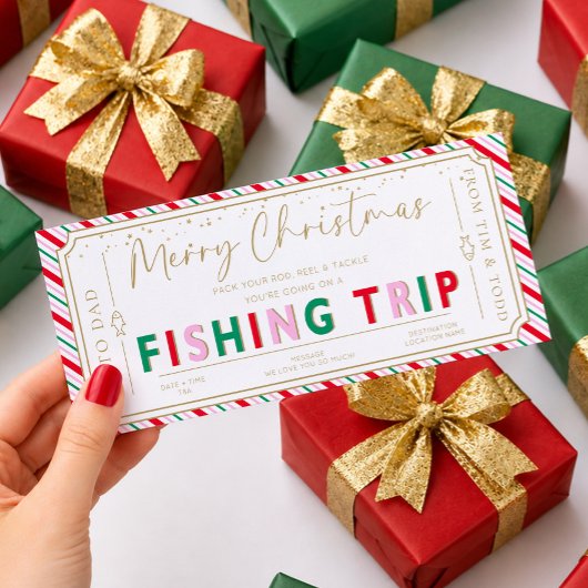 ストライプの釣り旅行クリスマスギフト券カード 招待状