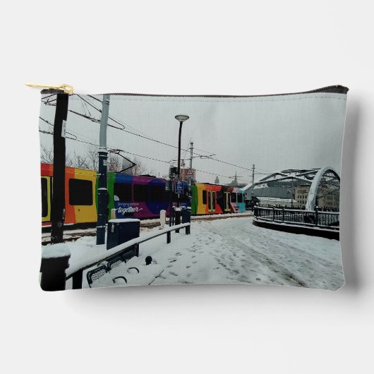 ストライプの電 アクセサリーポーチ (正面)