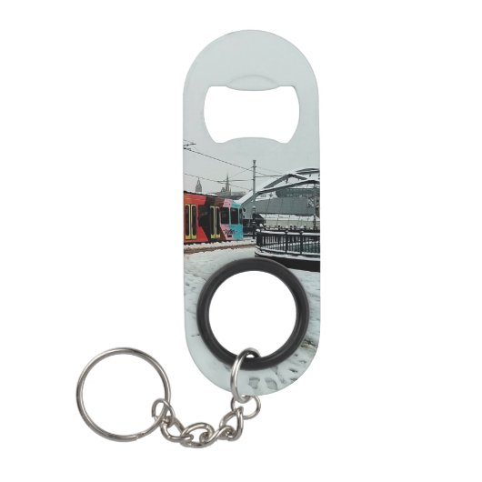 ストライプの電 キーホルダー栓抜き (正面)