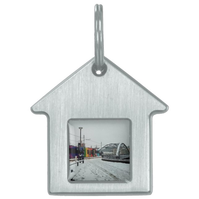 ストライプの電 ペットネームタグ (正面)