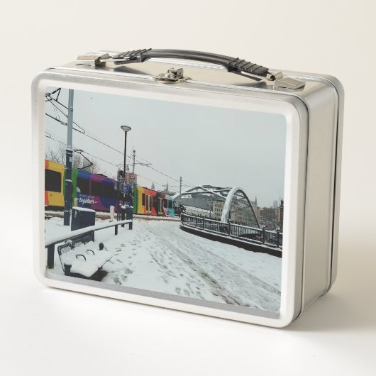 ストライプの電 メタルランチボックス (正面)