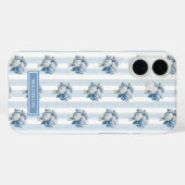 ストライプの青いアジサイ Case-Mate iPhoneケース (裏面 (横))