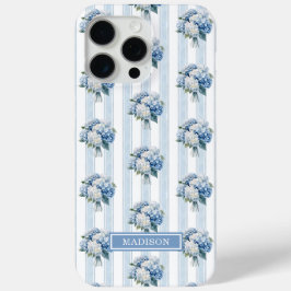 ストライプの青いアジサイ iPhone 15 PRO MAXケース