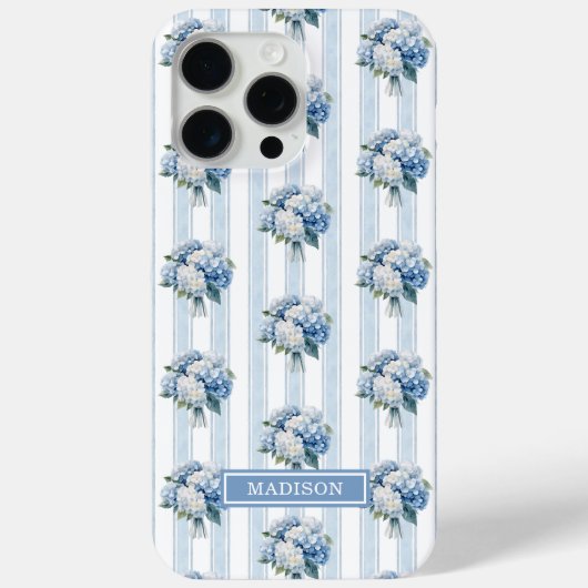 ストライプの青いアジサイ Case-Mate iPhoneケース (裏面)
