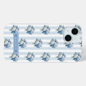 ストライプの青いアジサイ Case-Mate iPhoneケース (裏面 (横))