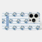 ストライプの青いアジサイ Case-Mate iPhoneケース (裏面 (横))