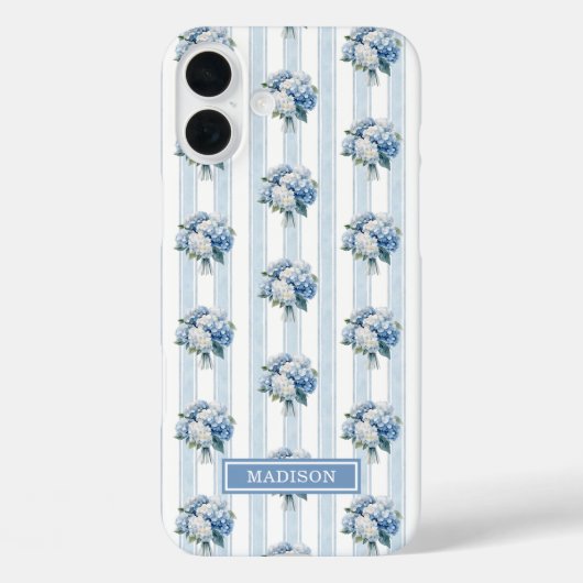 ストライプの青いアジサイ Case-Mate iPhoneケース (裏面)
