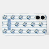 ストライプの青いアジサイ Case-Mate iPhoneケース (裏面 (横))