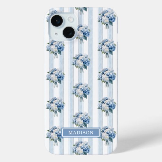 ストライプの青いアジサイ Case-Mate iPhoneケース (裏面)