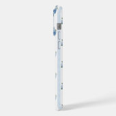ストライプの青いアジサイ iPhoneケース (左側面)