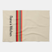 ストライプの -パーソナライズされた文字 キッチンタオル (横)