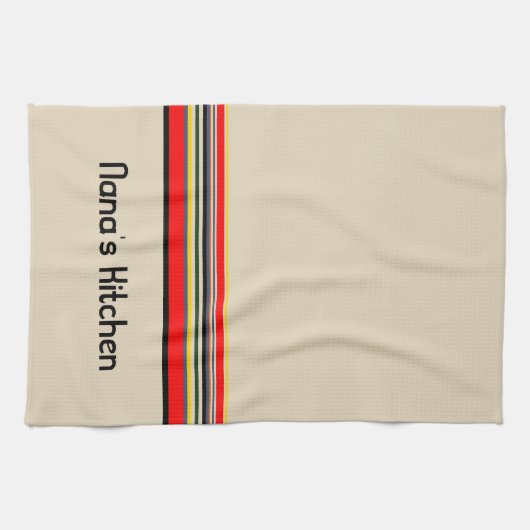 ストライプの -パーソナライズされた文字 キッチンタオル (横)