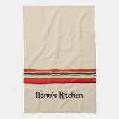 ストライプの -パーソナライズされた文字 キッチンタオル (縦)