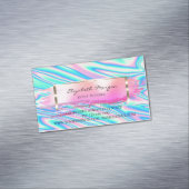 ストライプの,モダンブラシストローク，金ゴールドフレームホログラフィック マグネット名刺 (インサイチュ)