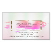 ストライプの,モダンブラシストローク，金ゴールドフレーム虹色 マグネット名刺 (正面)