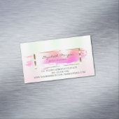 ストライプの,モダンブラシストローク，金ゴールドフレーム虹色 マグネット名刺 (インサイチュ)