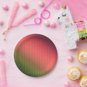 ストライプの，赤，緑，グラデーション装飾用クッション ペーパープレート (パーティー)