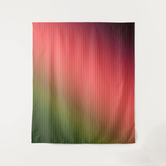 ストライプの，赤，緑，グラデーション タペストリー (正面)