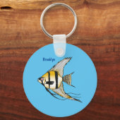 ストライプのangelfish漫画イラストレーション キーホルダー (正面)