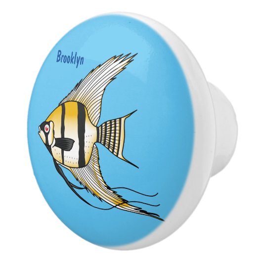 ストライプのangelfish漫画イラストレーション セラミックノブ (右)