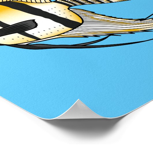 ストライプのangelfish漫画イラストレーション ポスター (角)