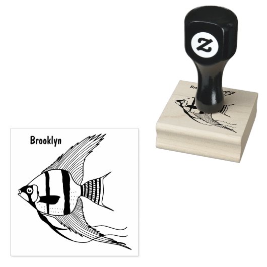 ストライプのangelfish漫画イラストレーション ラバースタンプ (押印)