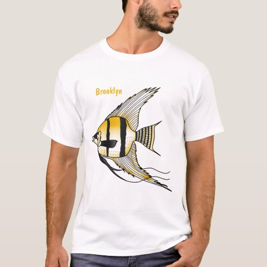 ストライプのangelfish漫画イラストレーション tシャツ (正面)