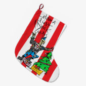 ストライプのPUNK ROCK XMAS ラージクリスマスストッキング (正面 (吊り時))